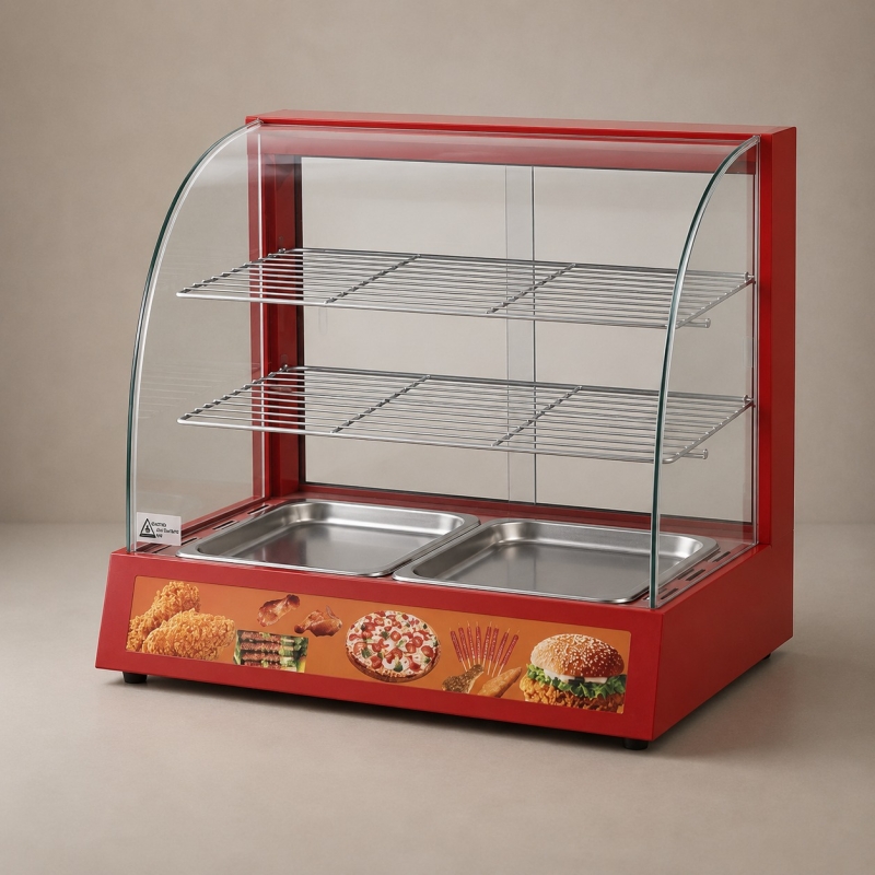 food warmer display curved glass
